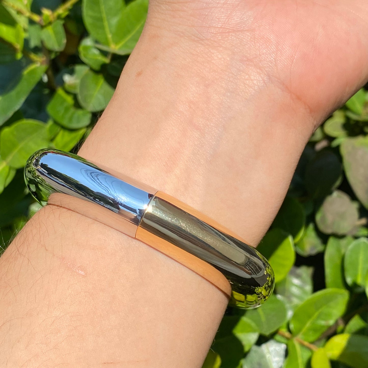 Pulsera Cuadrada Combinada oro laminado