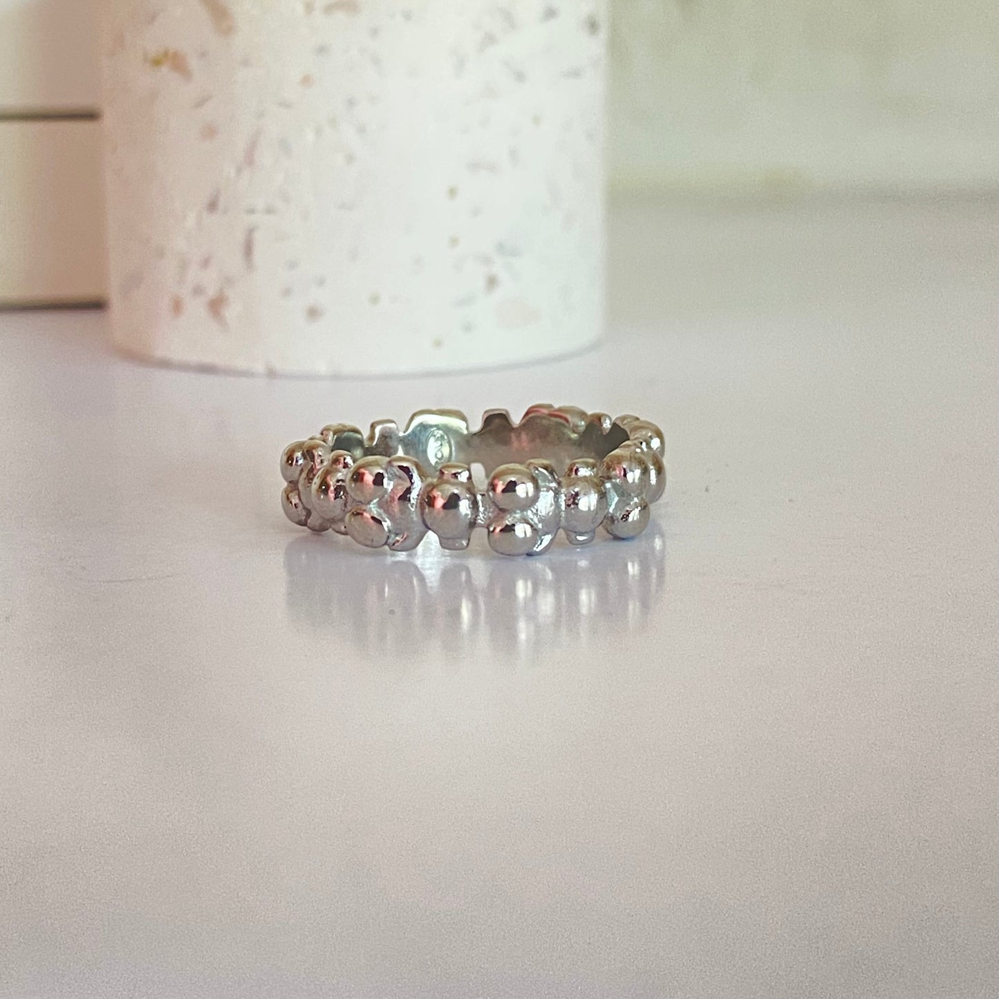 Anillo Ositos Plateado Acero