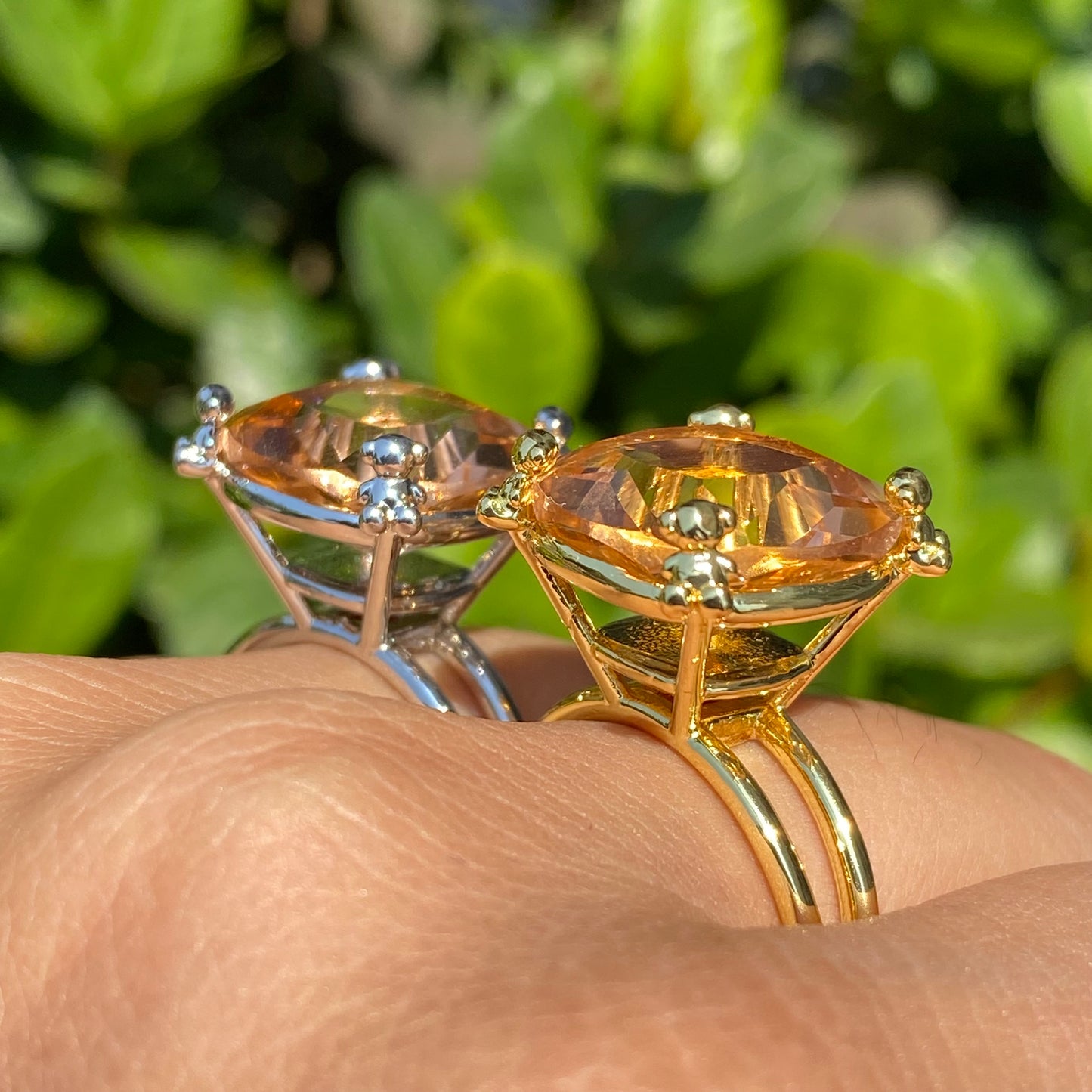 Anillo Cristal Rosa Chapa
