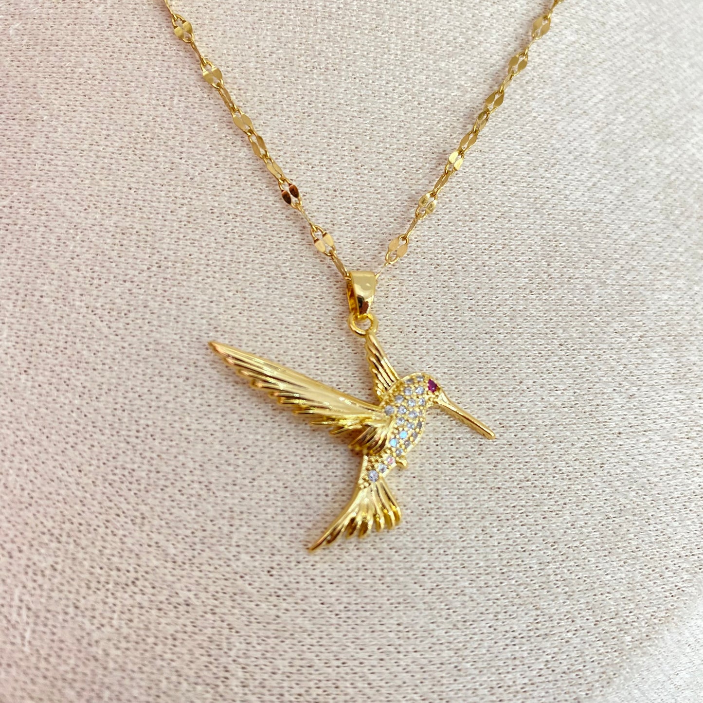 Collar Colibrí Dorado Acero
