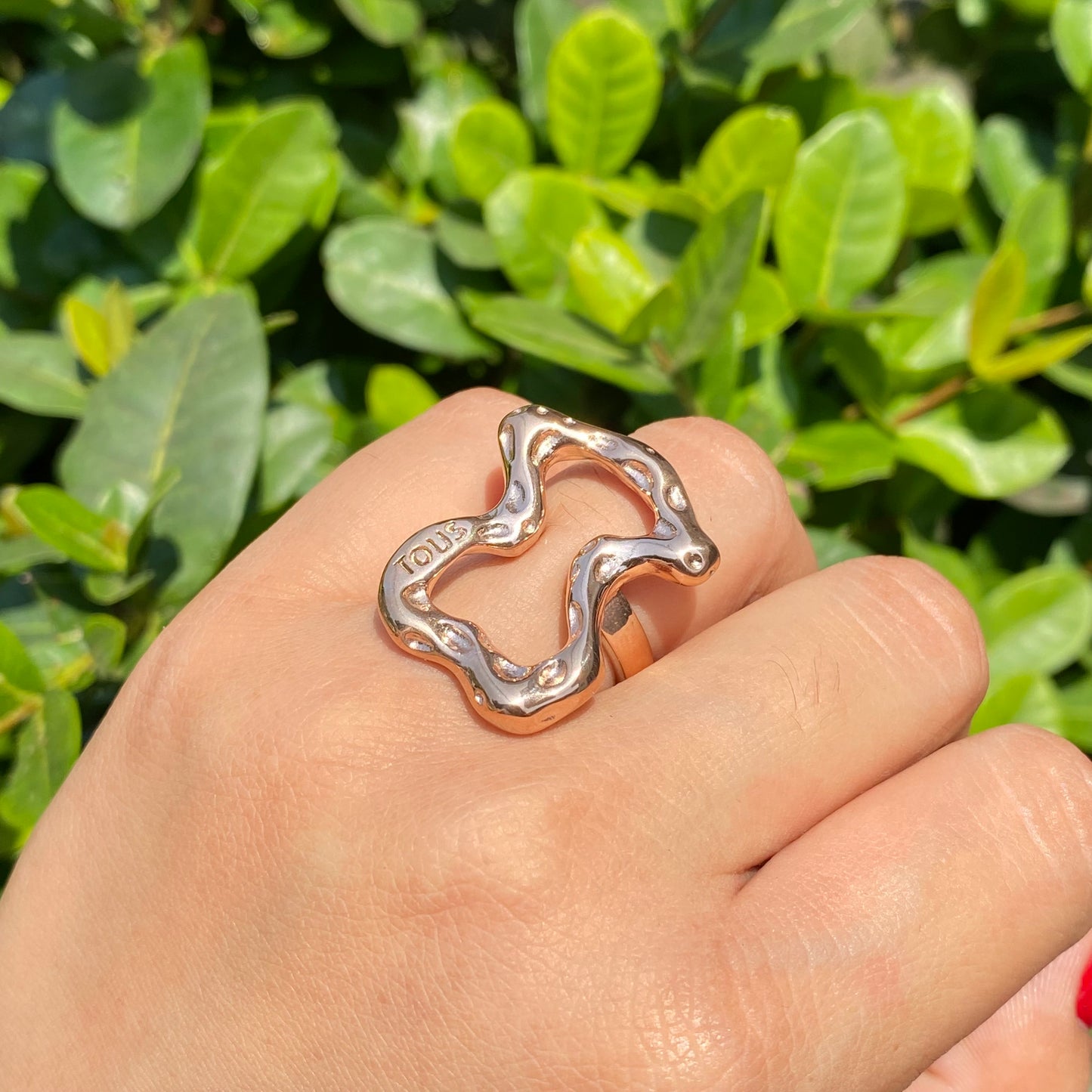 Anillo Oso Hueco Rosa Acero