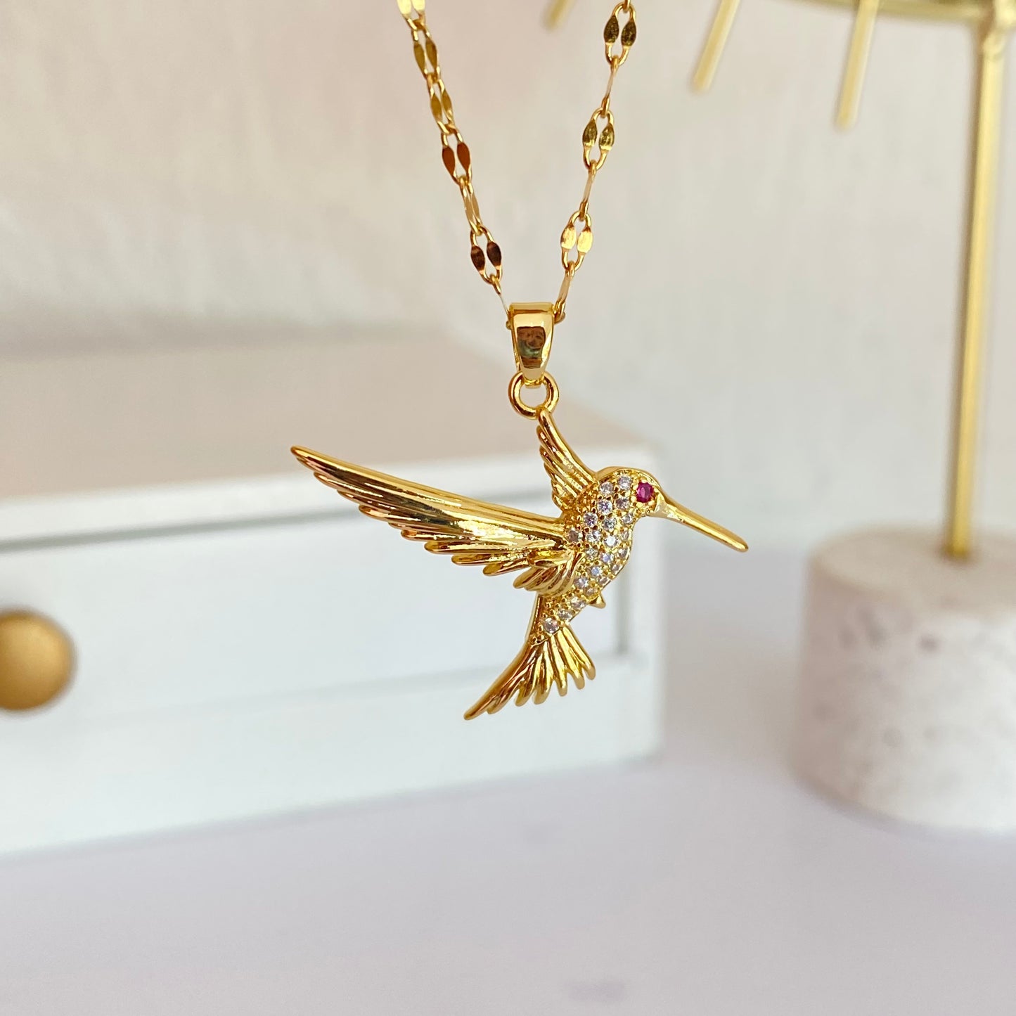 Collar Colibrí Dorado Acero