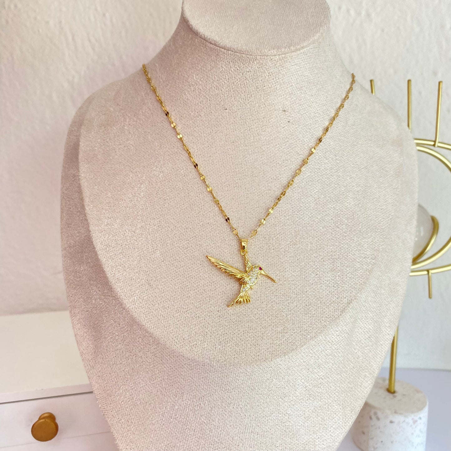 Collar Colibrí Dorado Acero
