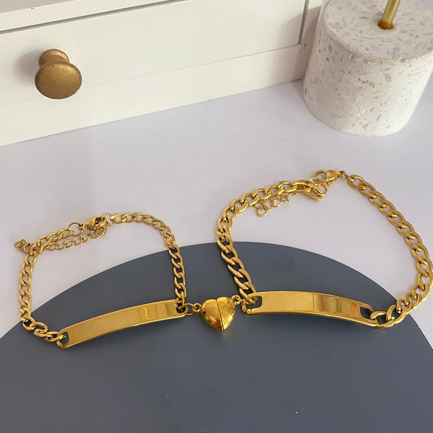 Pulsera Dúo Corazón acero