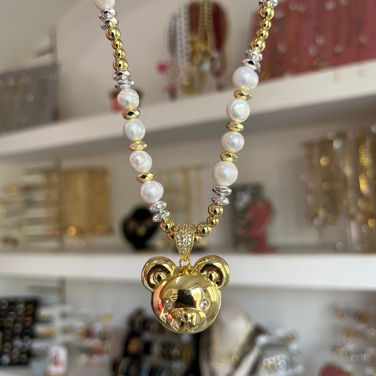 Collar osito perlas