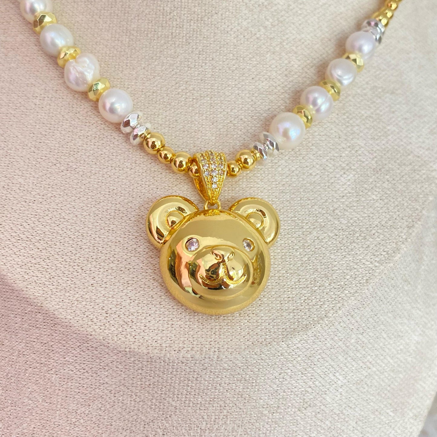 Collar osito perlas