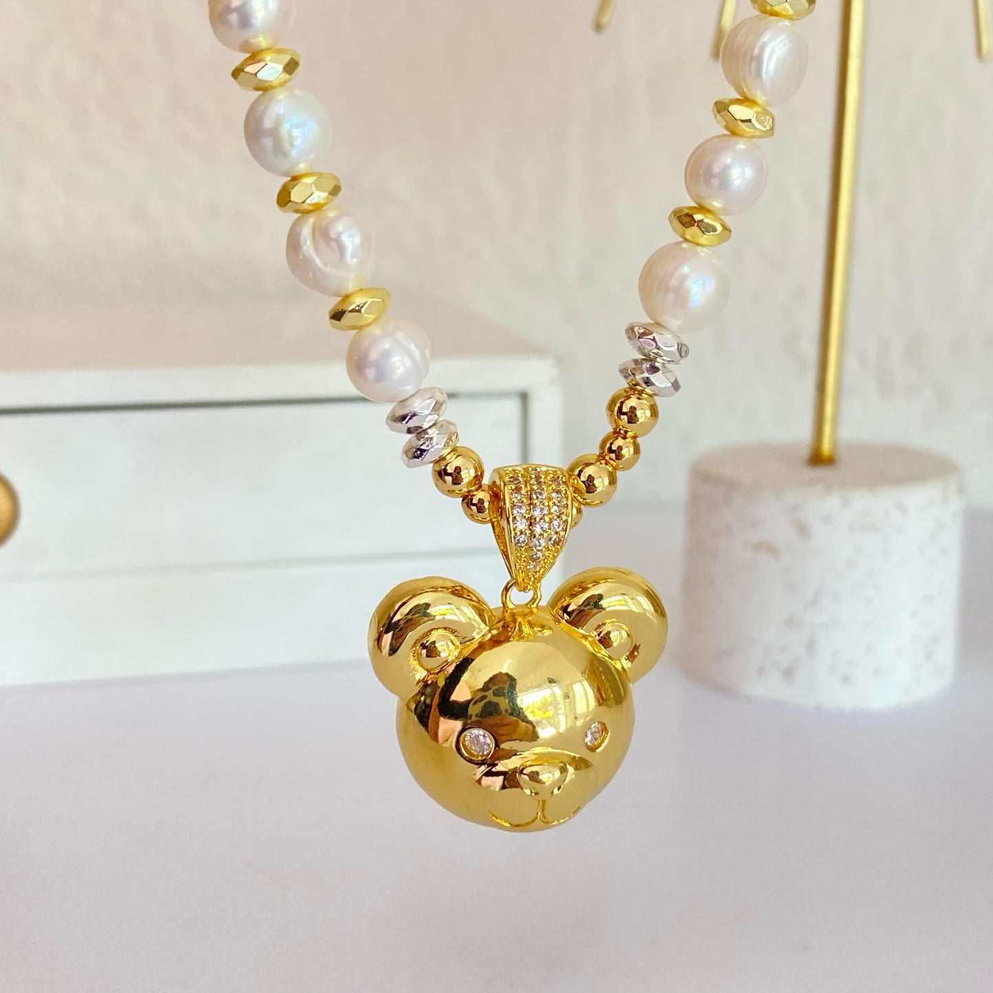 Collar osito perlas