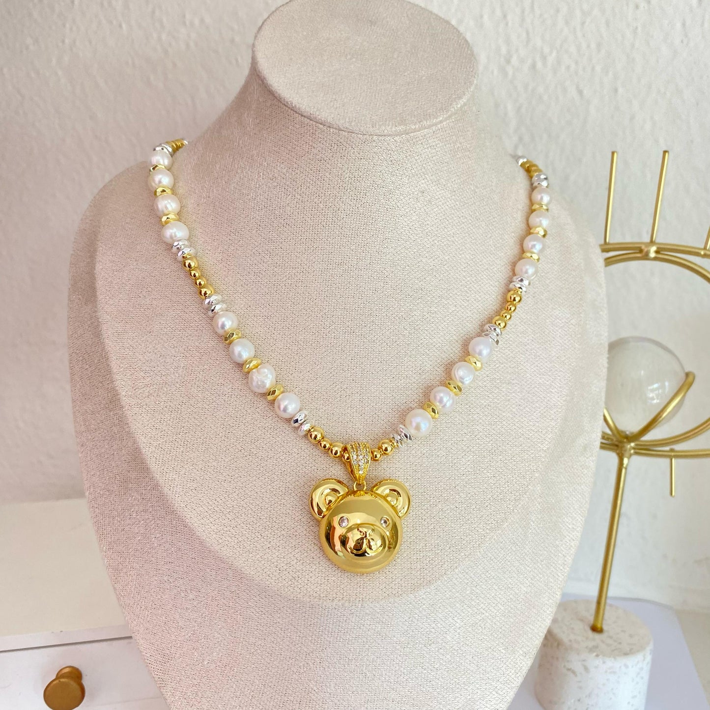 Collar osito perlas