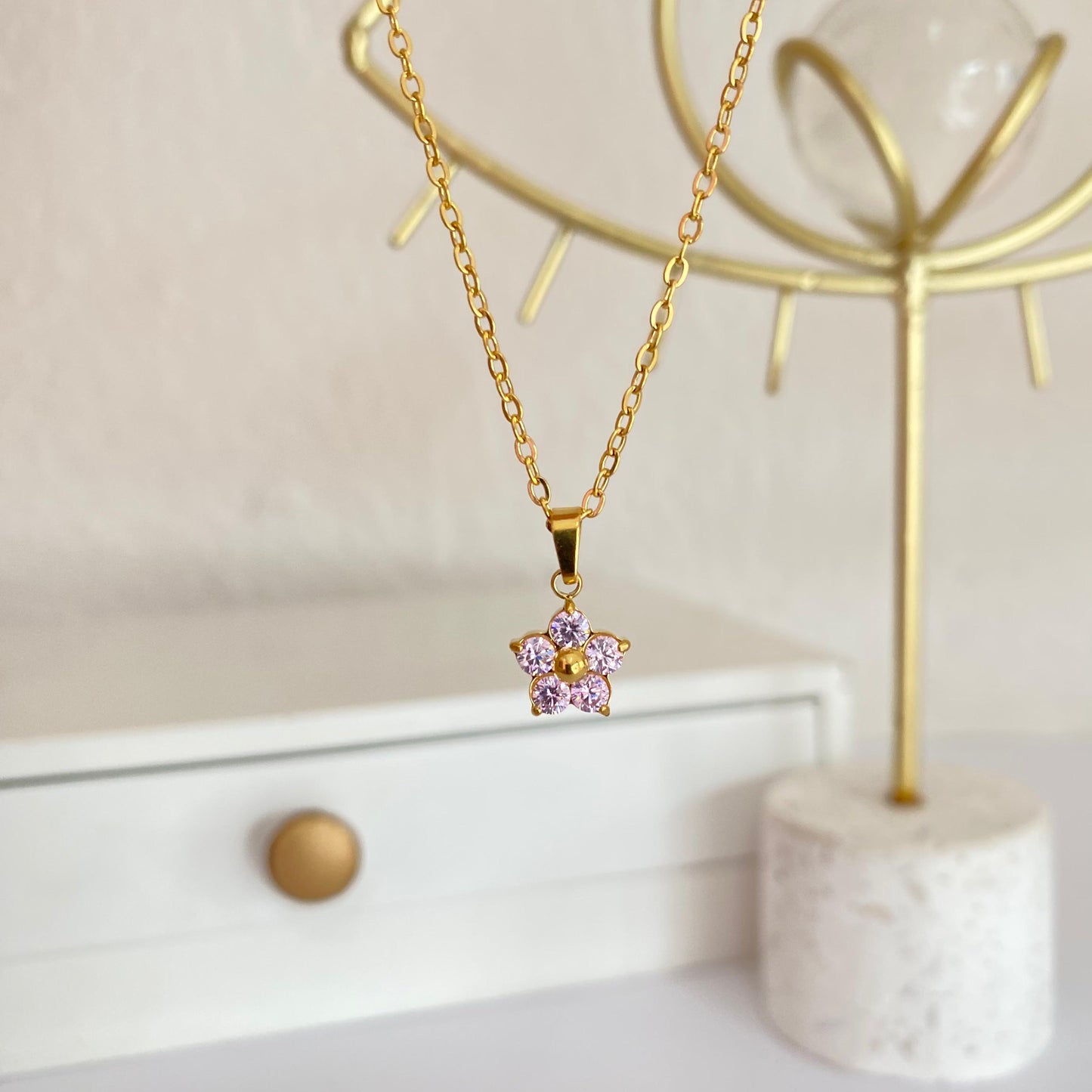 Collar Flor Cristal Acero