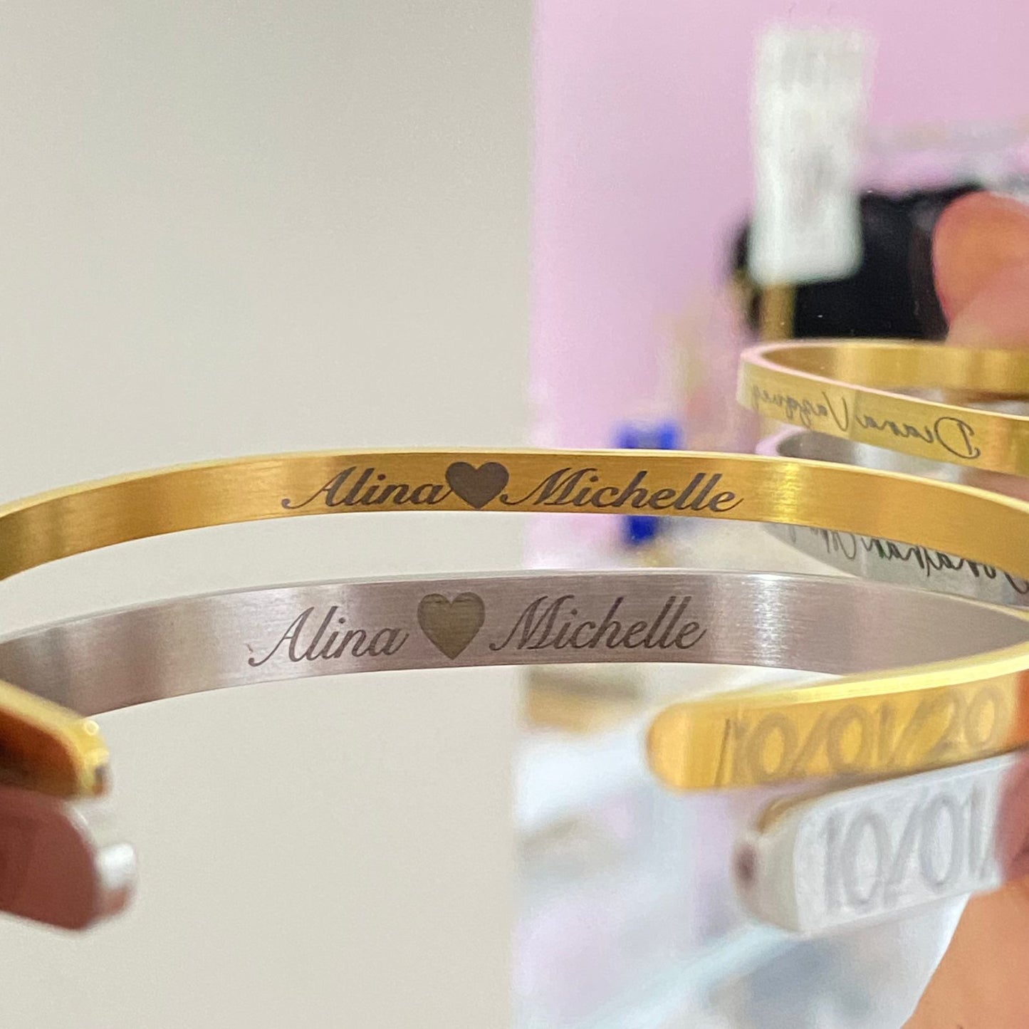 Set de Brazaletes Personalizados para pareja (3 y 6 mm)