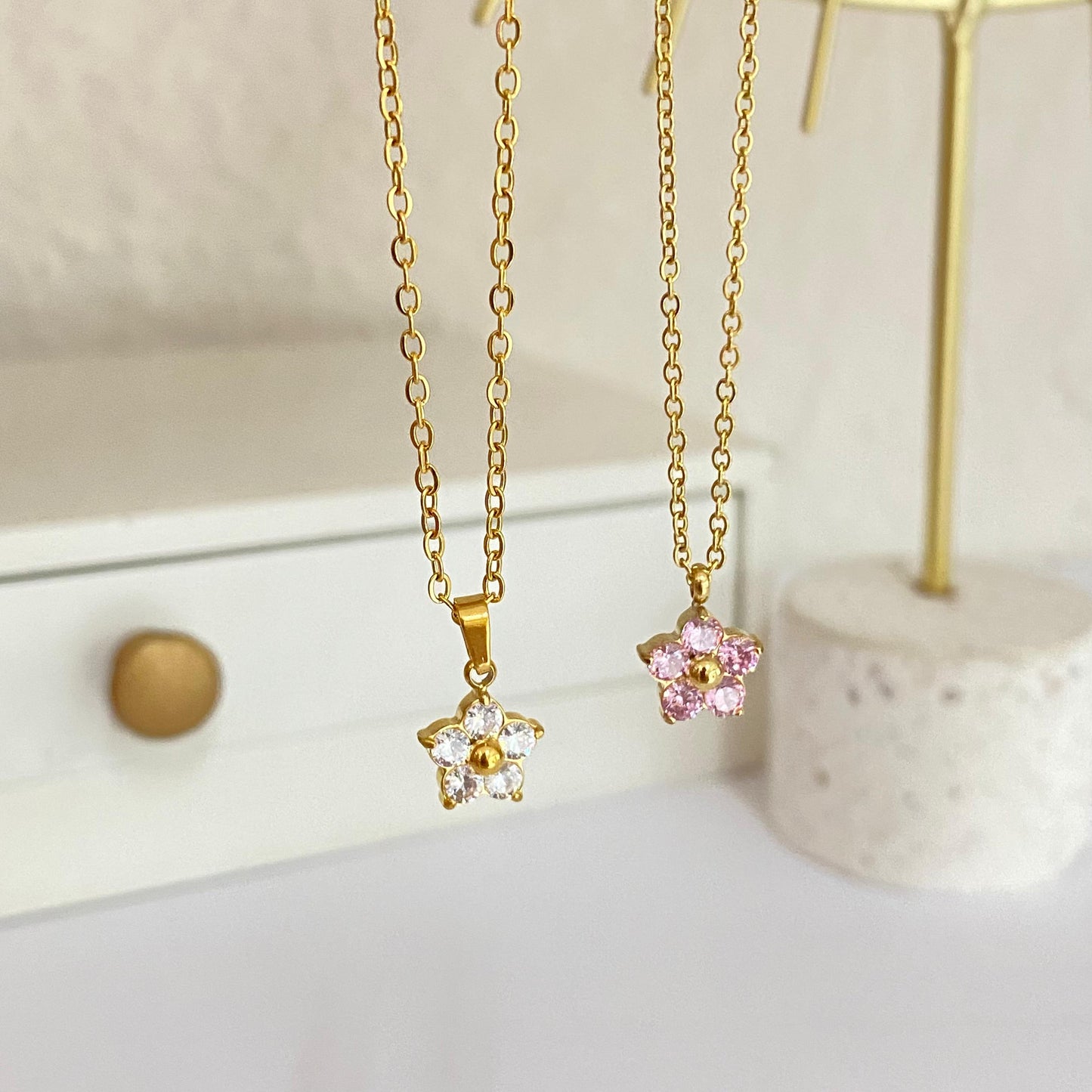 Collar Flor Cristal Acero