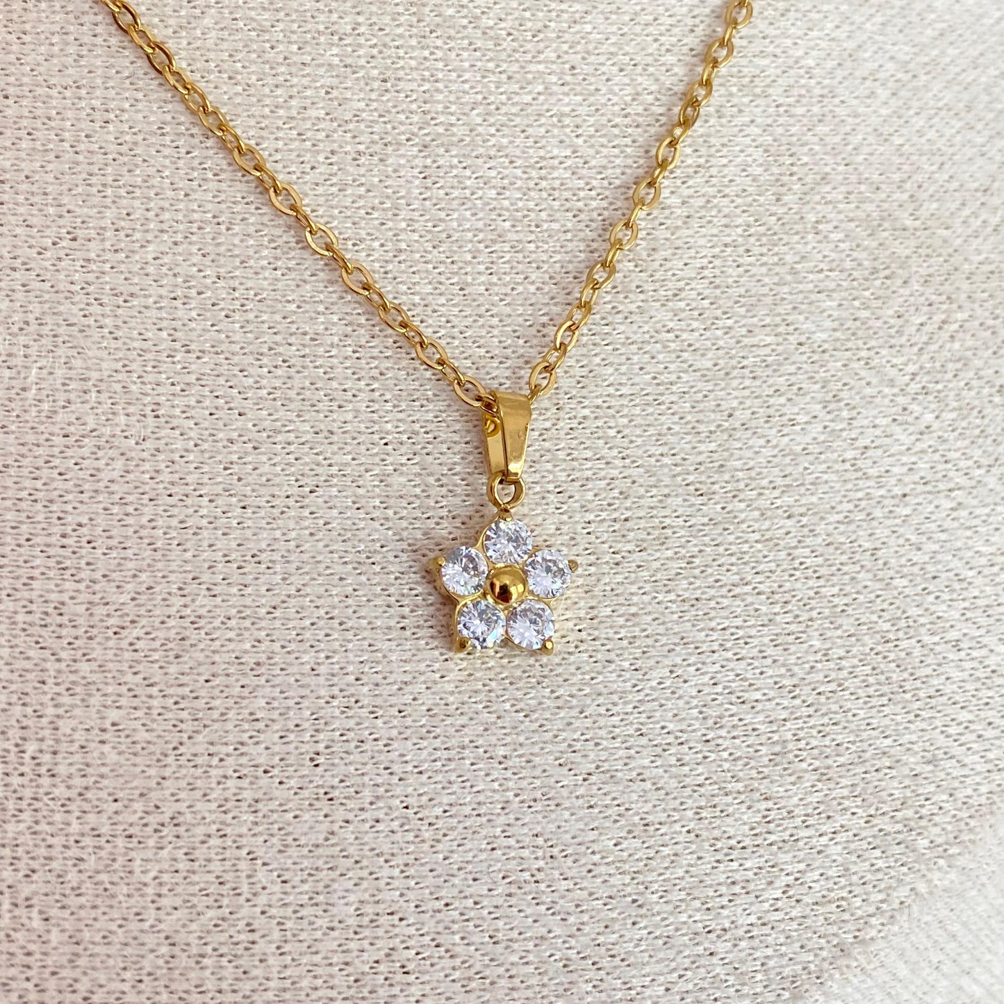 Collar Flor Cristal Acero
