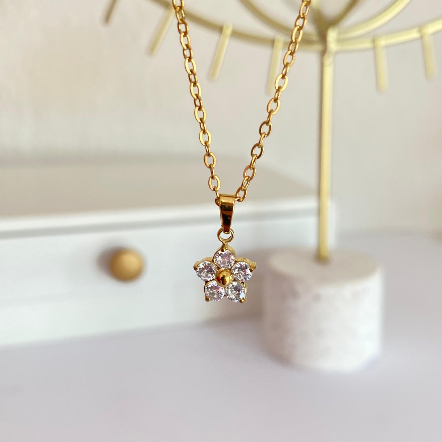 Collar Flor Cristal Acero