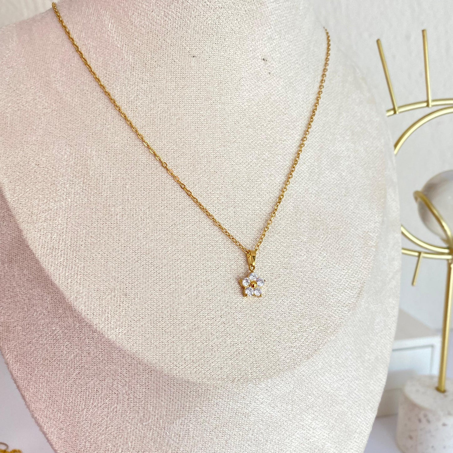 Collar Flor Cristal Acero