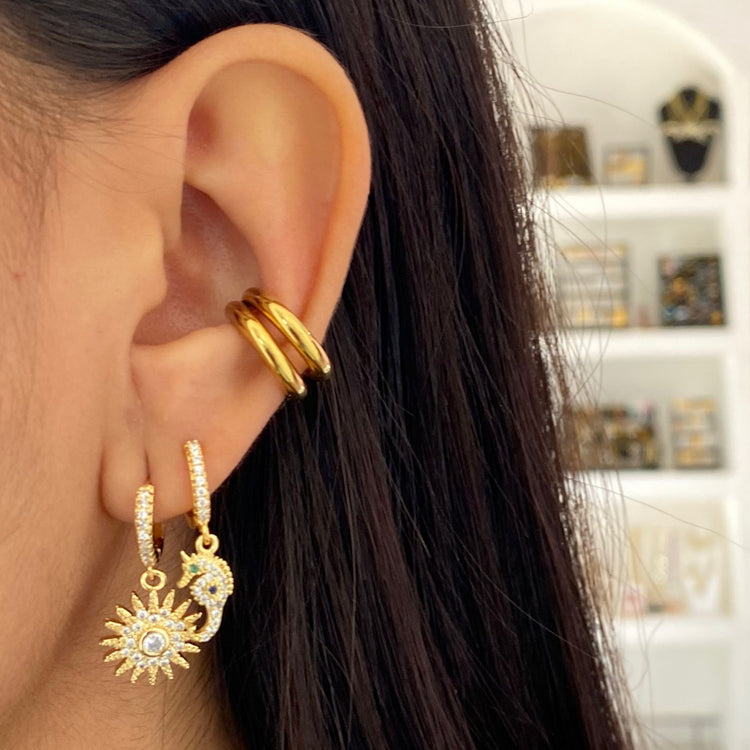 Aretes baño de oro y chapa
