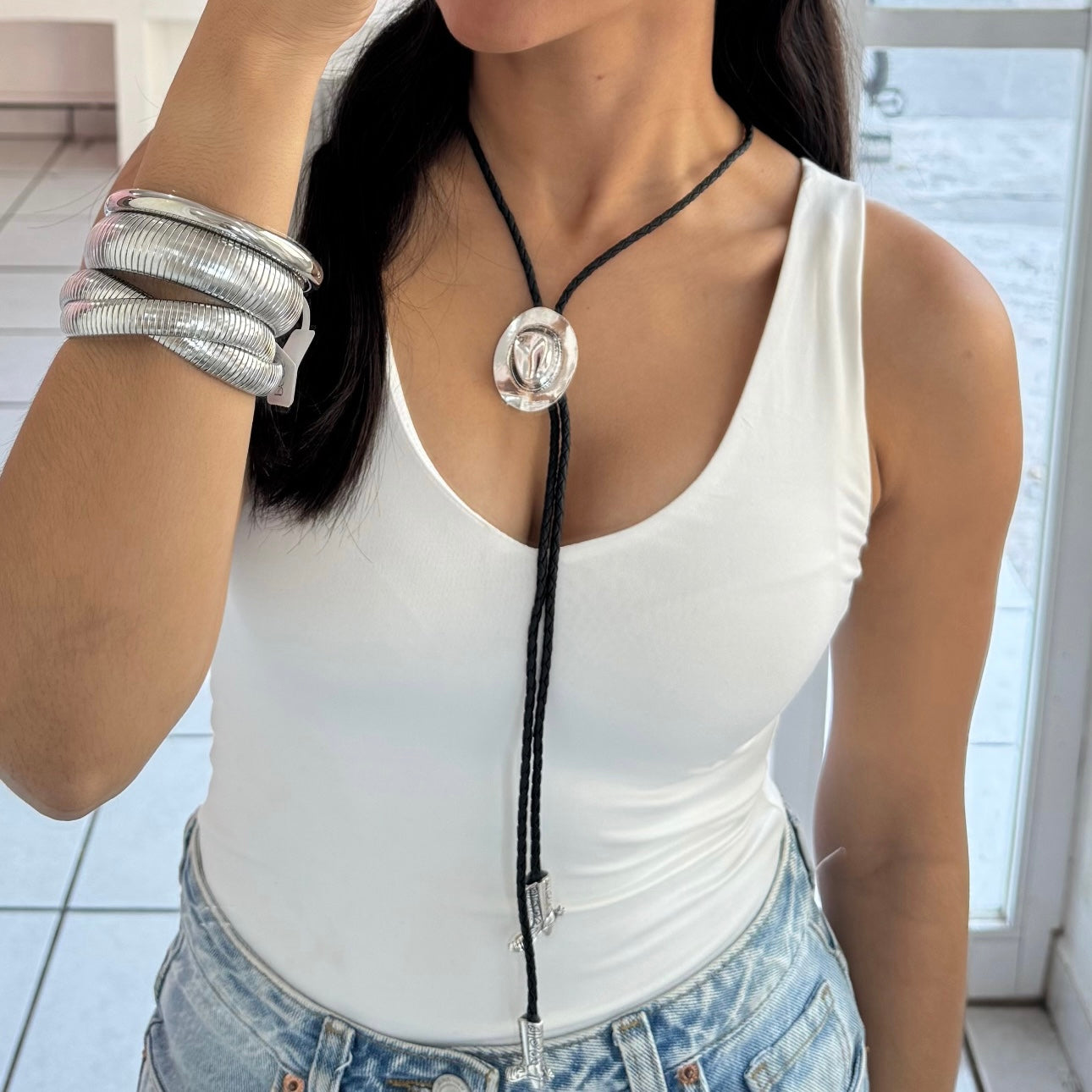 Corbatin Vaquero Plateado