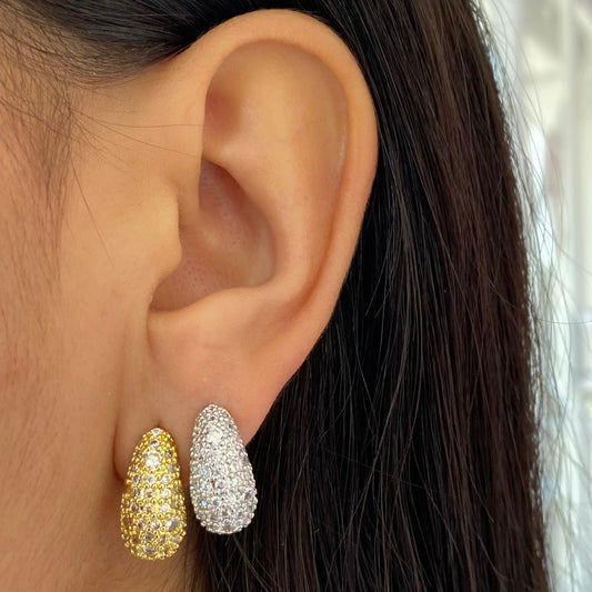 Aretes gota mini cristales chapa
