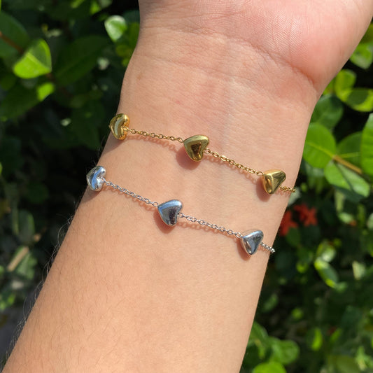 Pulsera Corazones acero