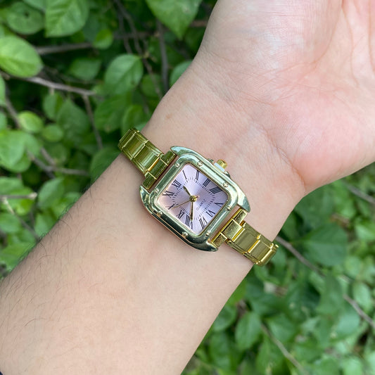 Reloj Cuadrado Rosa italiano acero