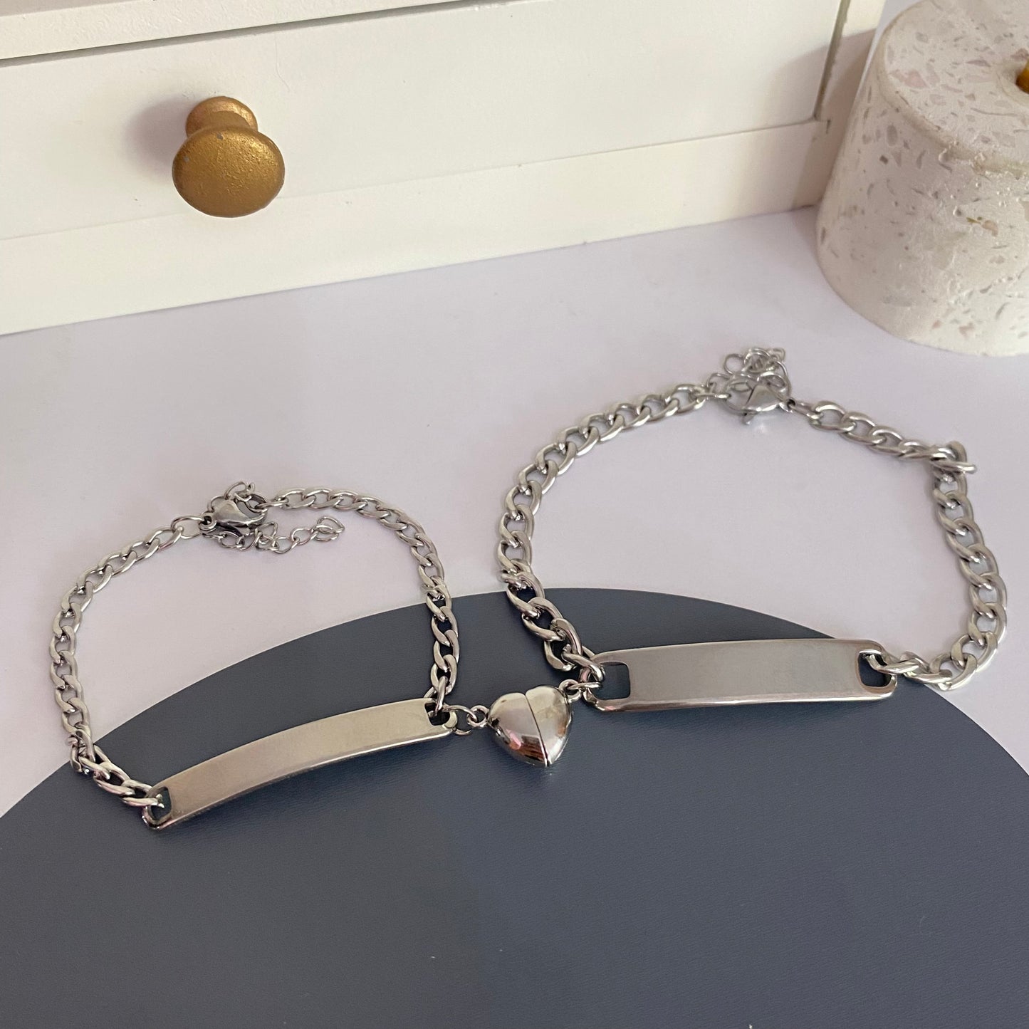 Pulsera Dúo Corazón acero