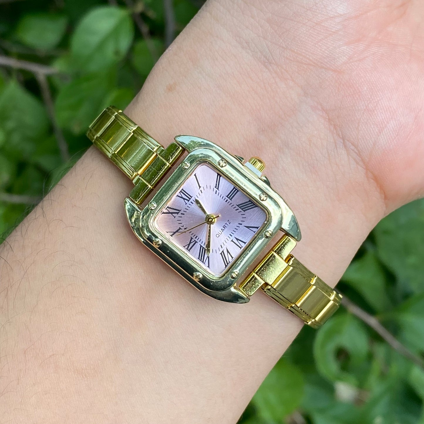 Reloj Cuadrado Rosa italiano acero