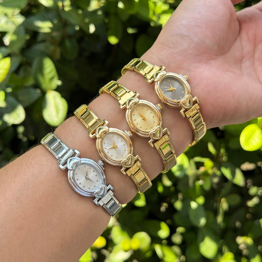 Reloj Italiano Ovalado Corazón Acero