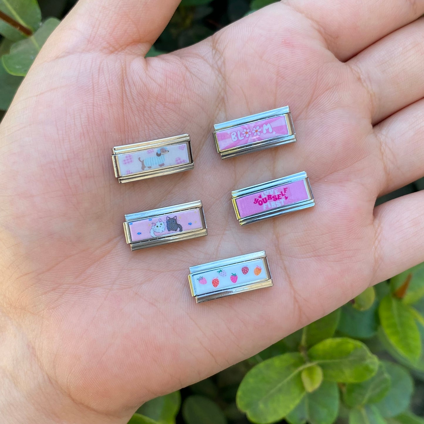 Charms rectangular acero