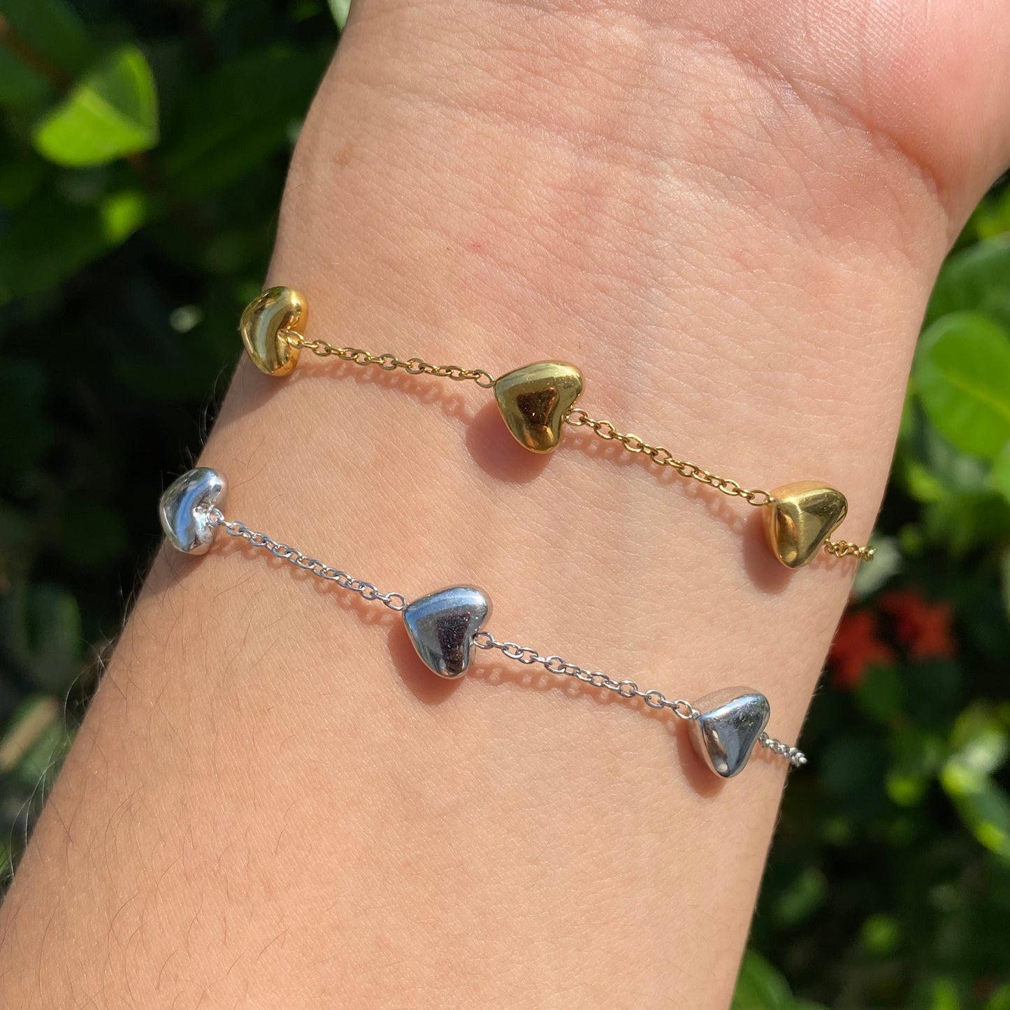 Pulsera Corazones acero