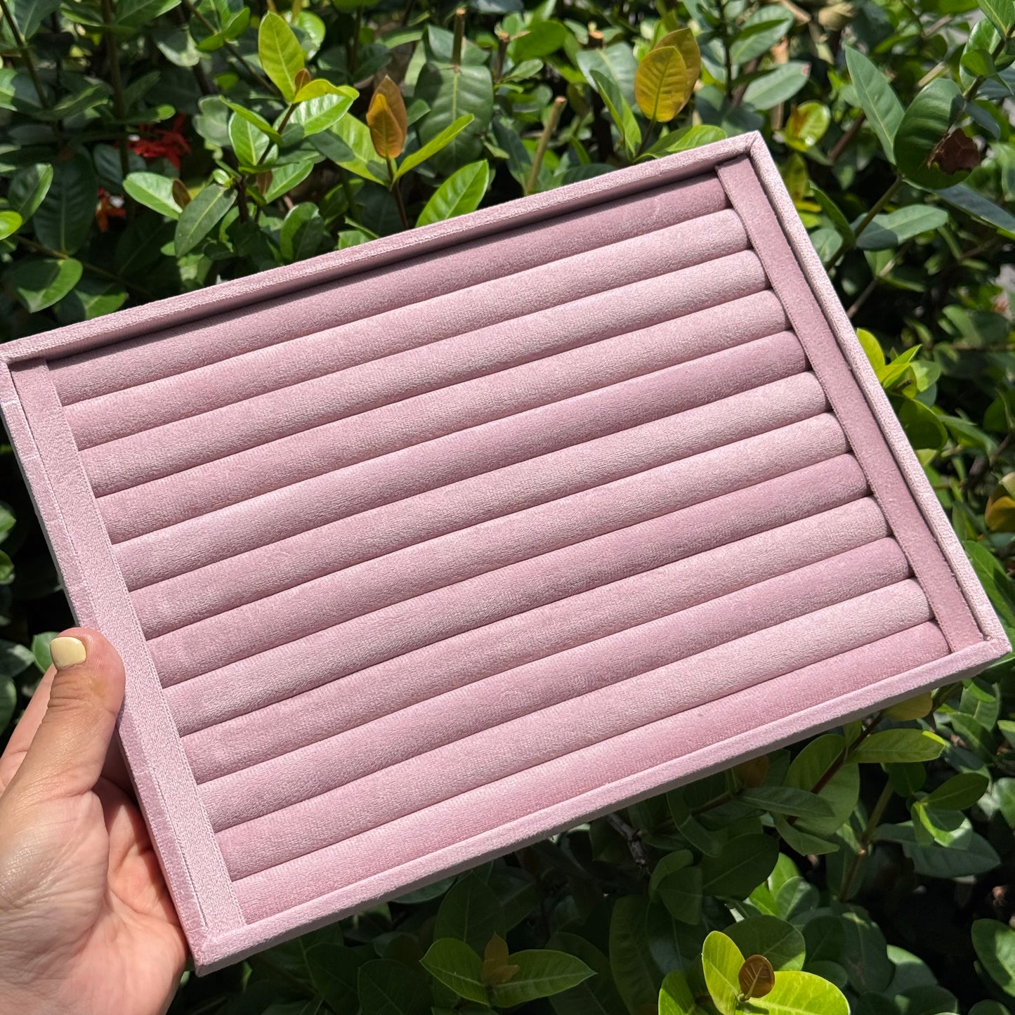 Exhibidor para anillo/arete rosa