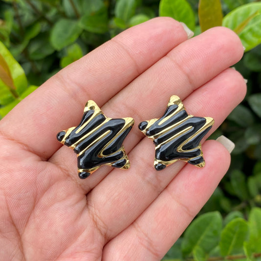 Aretes Estrella Negro acero