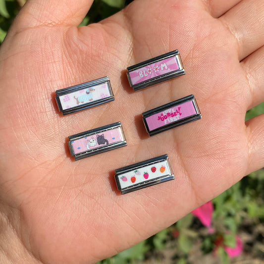 Charms rectangular acero