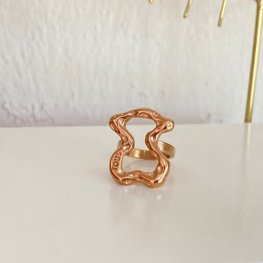 Anillo Oso Hueco Rosa Acero