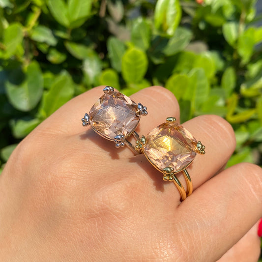 Anillo Cristal Rosa Chapa