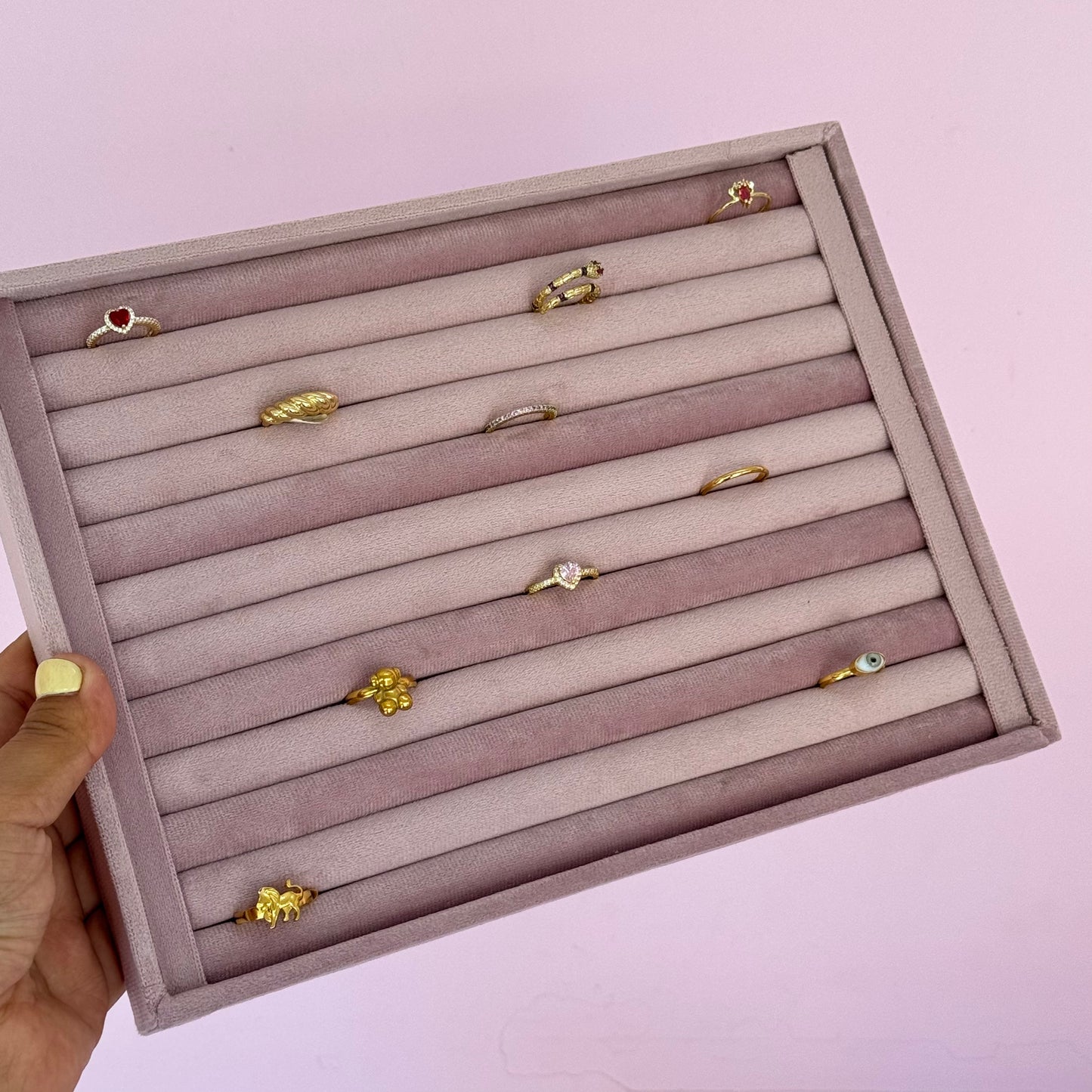 Exhibidor para anillo/arete rosa