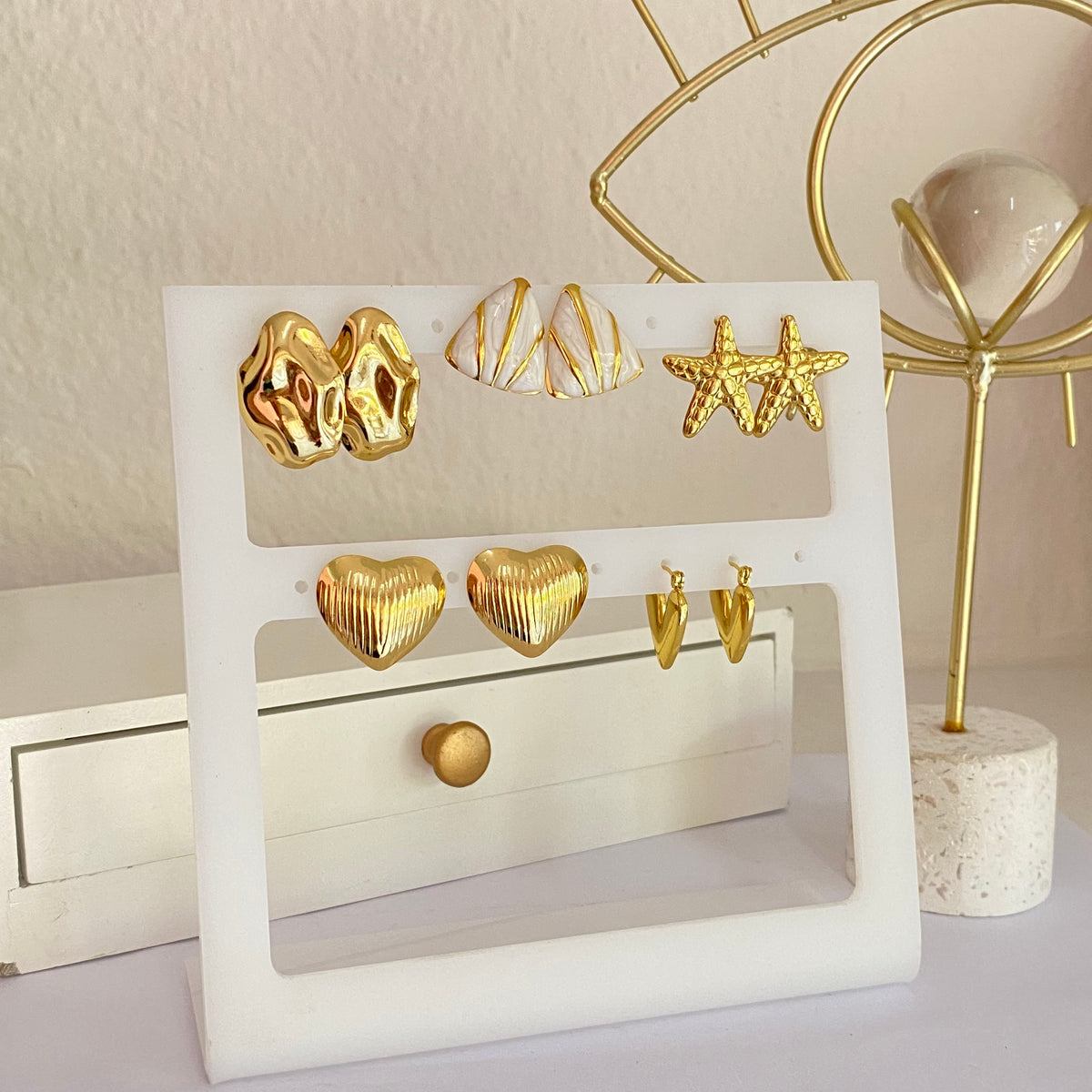 Set de aretes 5 piezas acero3