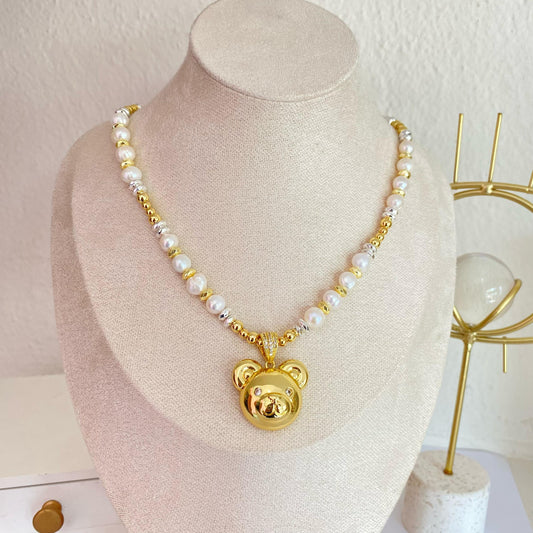 Collar osito perlas