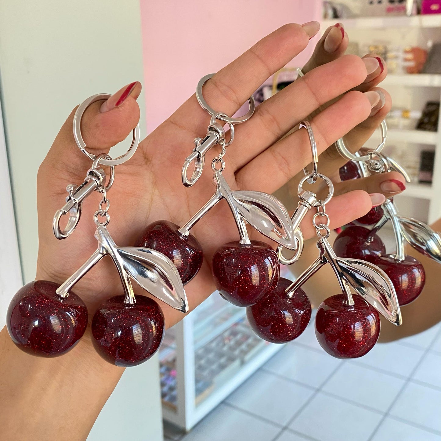 Llavero Cereza Plateado