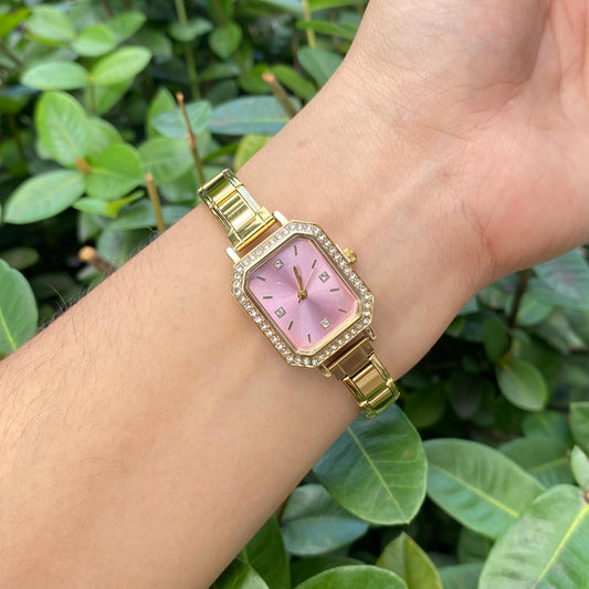 Reloj Italiano Cuadrado Rosa acero