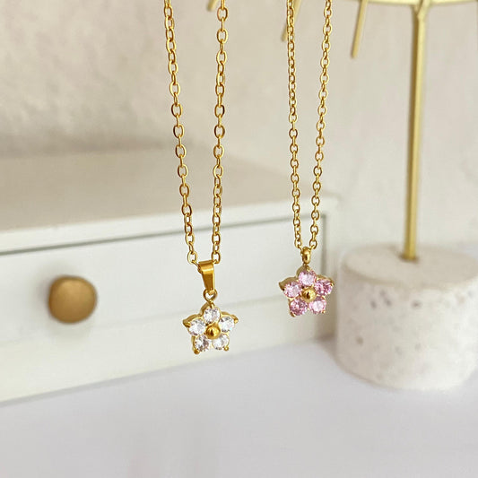 Collar Flor Cristal Acero