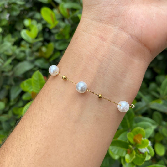 Pulsera Perlas Acero