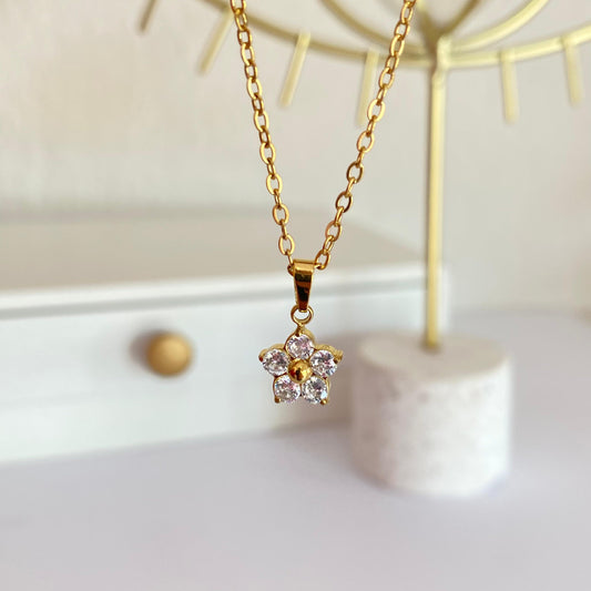 Collar Flor Cristal Acero
