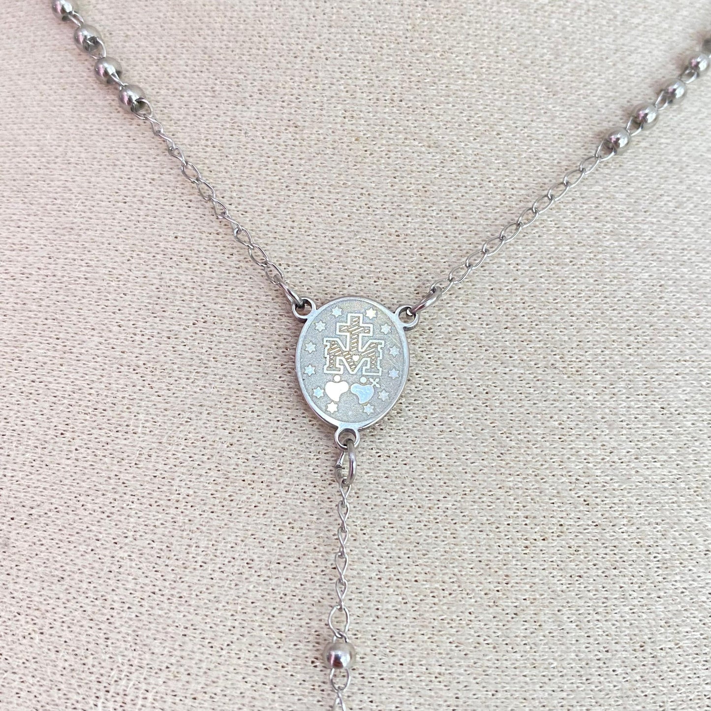 C7588 acero/rosario/plateado